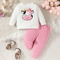 thumbnail image 2 of Bysome Toddler Girls Long Sleeve Tops Shirt Cartoon Dairy Cow Prints Pants Fall Winter Outfits Red Size 2-3 Years, 2 of 6