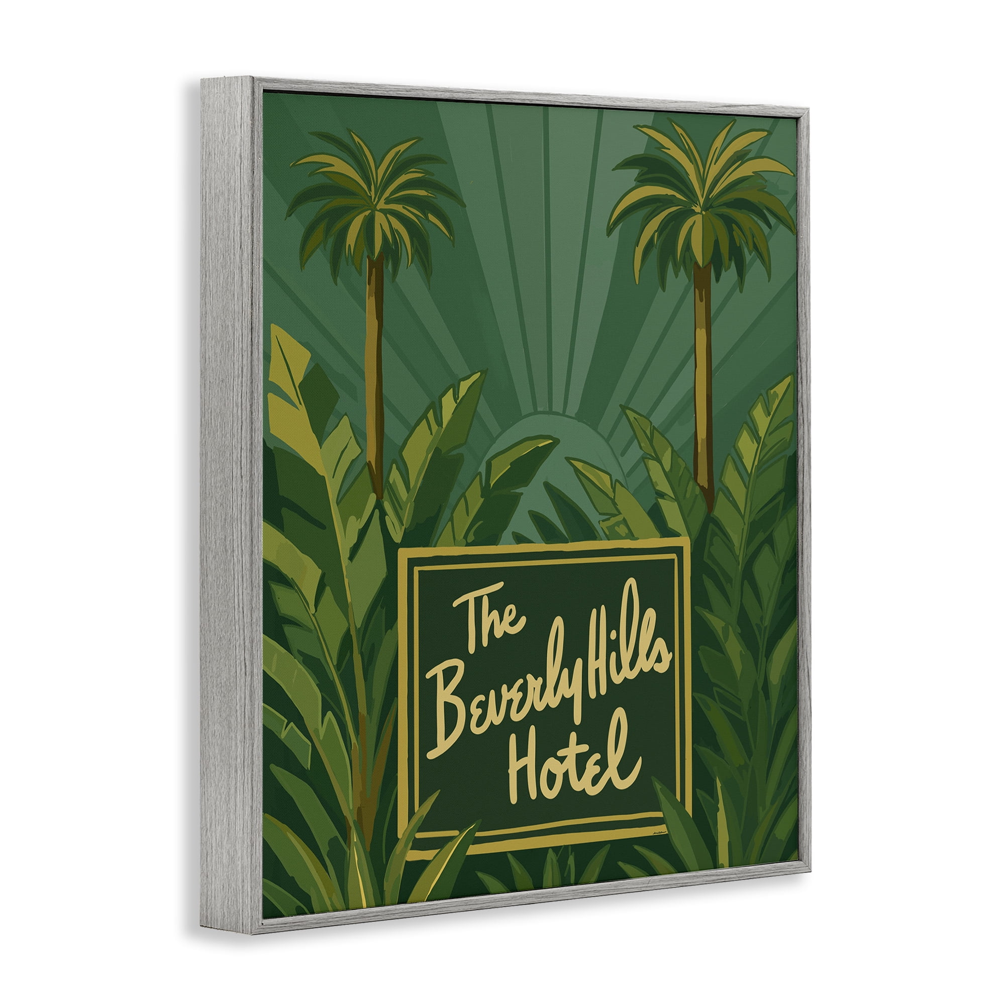 Stupell Industries Retro Beverly Hills Hotel Gray Framed Giclee Art, design by Amelia Noyes