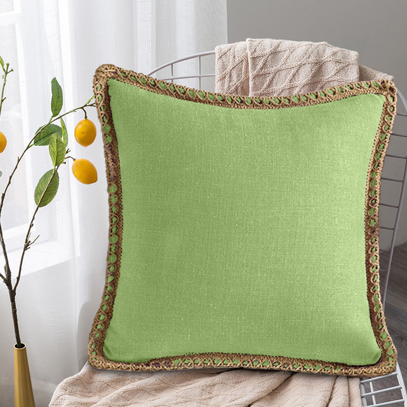 PPLoney Mint Green Linen Pillowcase for Sofa Bed Inches