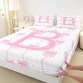 thumbnail image 3 of Manfei Initial Letter B Queen Sheet Sets,Kawaii Bowtie Ribbon Flat Sheet,Girls Pink Bow Knot Queen Fitted Sheet For Girl Kids,Breathable Bedroom Decoration,4 Pieces, 3 of 7