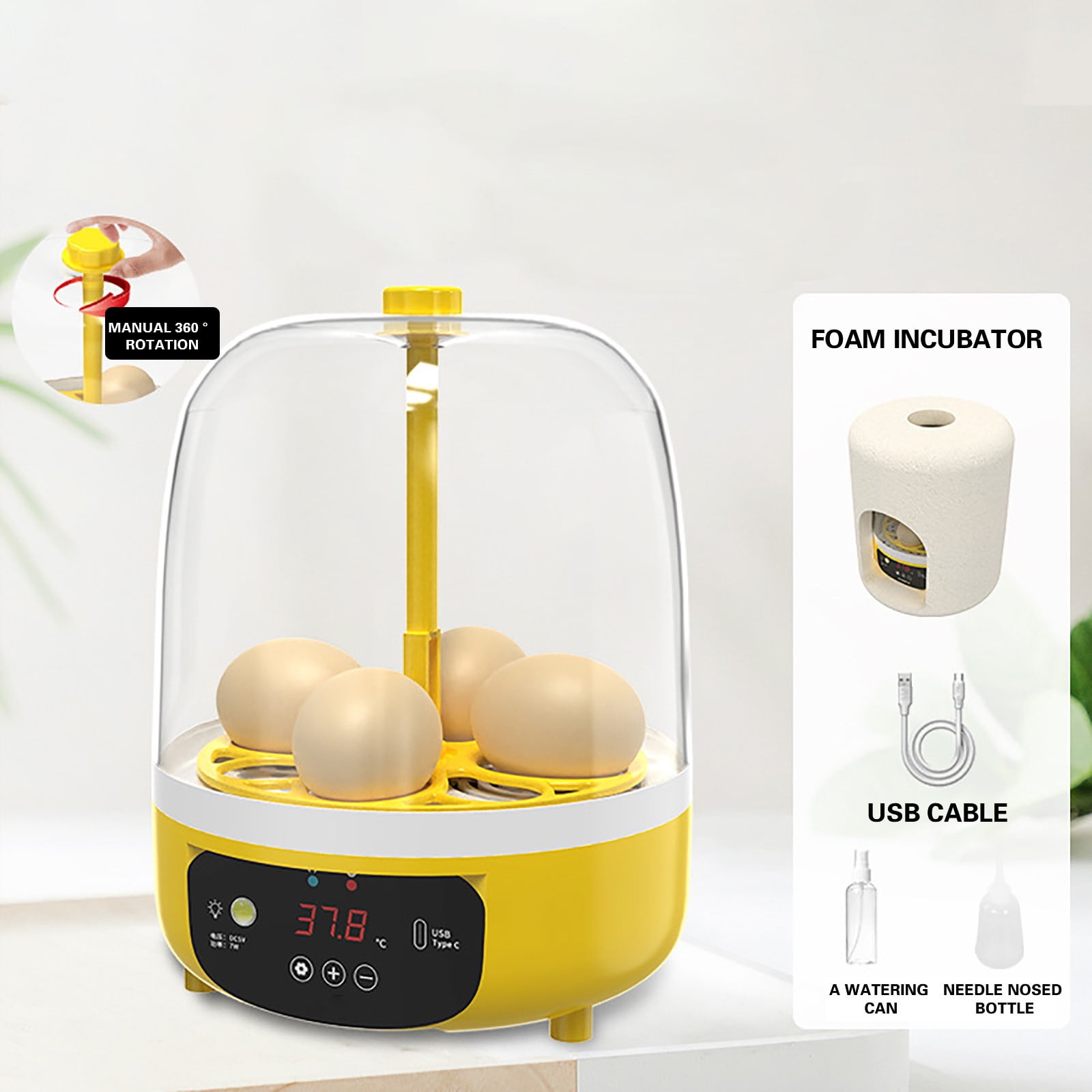 Danieerclosy Mini Egg Incubator for Kids with Temperature Display, Educational Chick Hatcher Kit for Classroom Science Projects & Homeschool Biology Learning