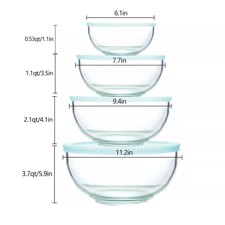 WhiteRhino Glass Mixing Bowls with Lids, 4-Piece Set photo 2