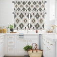 thumbnail image 3 of Green Beige Kitchen Curtains Valances and Tiers Set of 3 Aztec Ethnic Southwestern Native Geometric Tier Curtains and Valance with Rod Pocket for Small Windows, 27.5"x24", 3 of 9