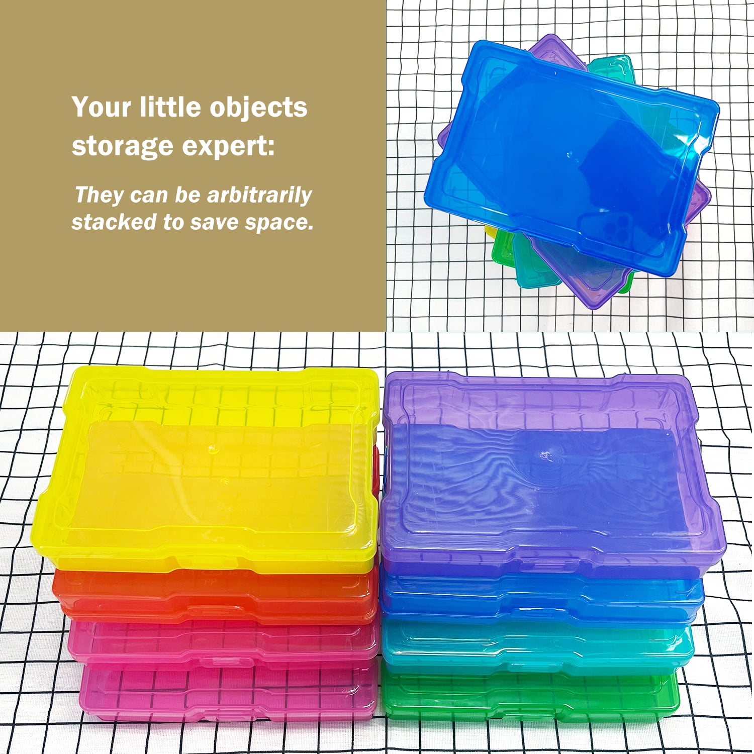 Novelinks Photo Storage Box Multi-color Photo Cases 16 Inner Photo Keeper Large Photo Organizer with Plastic Craft Case for Photos Stickers