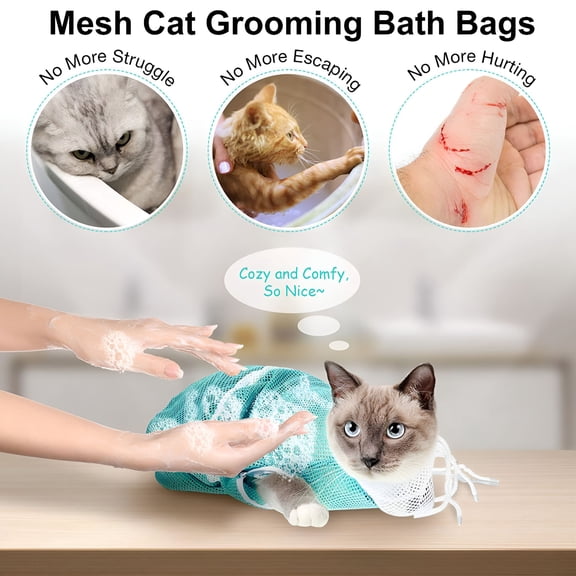GASTROPOD Cat Bathing Bag Cat Shower Net Bag, 1x Adjustable Anti-Bite Anti-Scratch Restraint Bag for Bathing, Nail Trimming, Pet Examination, Ears Clean