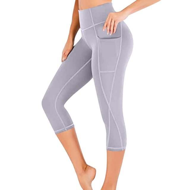 Leggings capri de yoga de cintura alta para mujer de Awdenio con bolsillos laterales y pantalones cortos en oferta