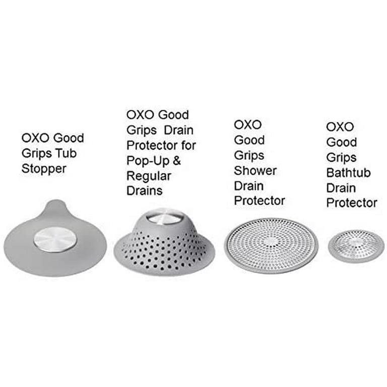 OXO Good Grips Silicone Drain Protector for Pop-Up & Regular Drains, Grey,  One Size 