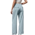 thumbnail image 4 of Scyoekwg Wide Leg Sweatpants Women Ladies Sweatpants Solid Color Casual High Waist Corduroy Wide Leg Pant With Pocket Loose Comfy Trousers Light Blue,S, 4 of 5
