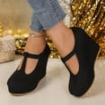 thumbnail image 4 of GERsome Closed Toe Wedge Heels for Women Elastic Ankle Strap Slip-On Casual Work Pumps Dress Shoes, Black Size 9, 4 of 8
