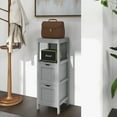 thumbnail image 4 of Costway Bathroom Floor Cabinet Freestanding Side Storage Organizer with 2 Removable Drawers Grey, 4 of 10