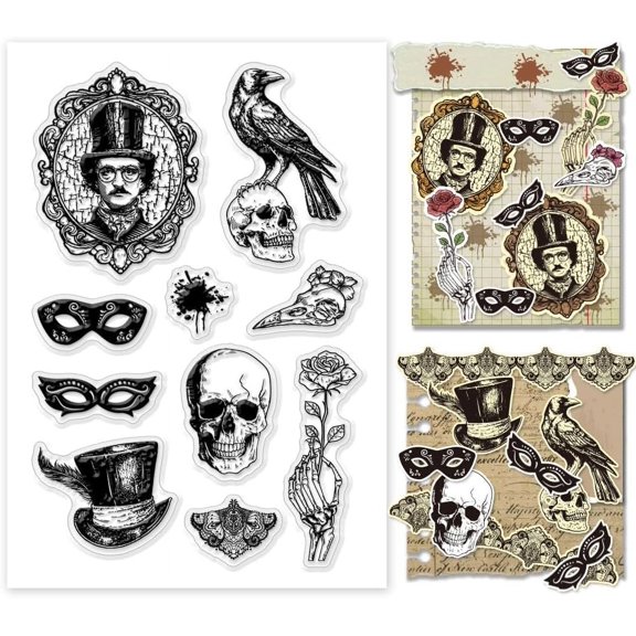 Horror Gentleman Clear Stamps PVC Plastic Transparent Rubber Stamp Clear Craft Stamps Greeting Card Stamps Seal Stamps
