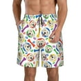 thumbnail image 2 of Uemuo Cartoon Labrador Retriever Pattern Men's Swim Trunks Hawaiian Beach Bathing Suit Swimsuits Beach Quick-Dry Shorts with Pockets-3X-Large, 2 of 9