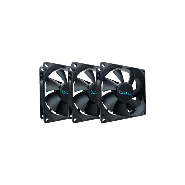 Apevia Af38S-Bk 80 Mm Molex De 4 Pines + Ventilador De Caja Negro Silencioso Para Placa Base De 3 Pines (Paquete De 3)