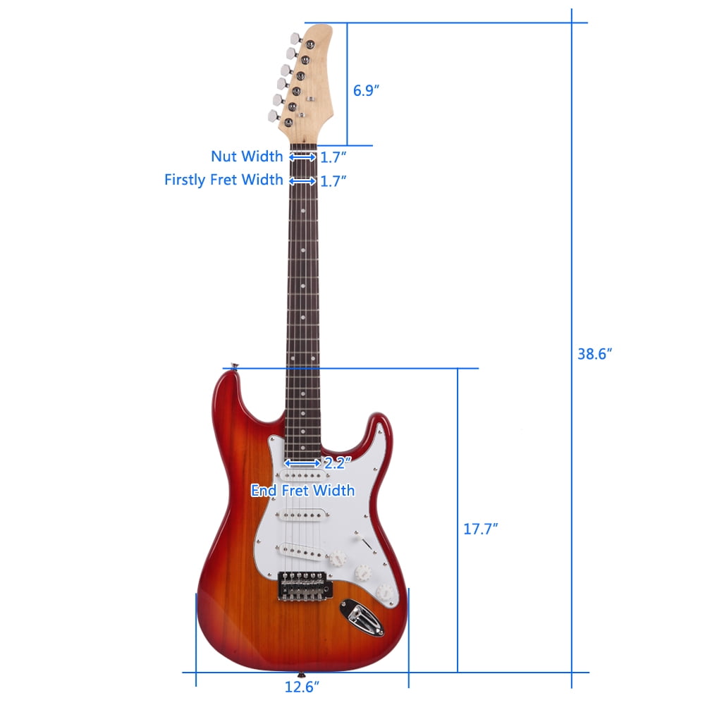 Private Jungle 39" Rosewood Fingerboard Electric Guitar with Gigbag ​Strap Amp Wire Tremolo Arm Cord for Adult Student Beginner, Red