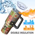 thumbnail image 5 of 40oz Pioneer Flower Floral Print Pattern Insulated Tumbler with Handle, BPA-Free Leak Proof Lid and Straws, Double Wall Vacuum, Hot 12h/Cold 34h, 5 of 6