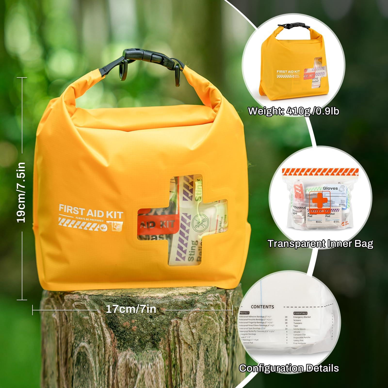 Waterproof Boat First Aid Kit  Lightweight Accessories Dry Bag Emergency Marine Supplies For Outdoor Kayak Fishing Floating Swimming Beach & Camping (yellow)