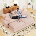 thumbnail image 6 of Muumblus Comfy Modular Sectional Sofa with 2 Ottoman, Deep Seat 80.5" Modern Oversized Corduroy Cloud Couch, Fluffy Deep Seat Chaise Lounge Sleeper Sofa for Living Room Apartment, Pink, 6 of 10