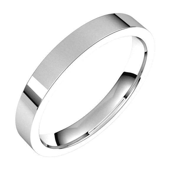 14k White Gold Flat 3mm Comfort-fit Lightweight Flat Comfort-Fit Light Band Size 6 Ring for Women and Men
