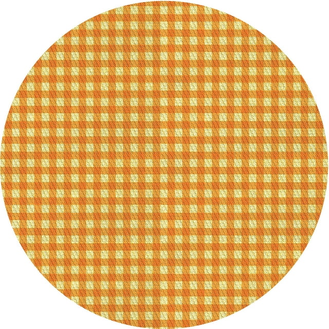 Ahgly Company Tapis Rond Lavable en Machine Intérieur Transitionnel Orange Néon, 4 Pieds Rond