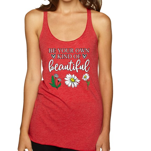 Wild Bobby, Be Your Own Kind of Beautiful Inspirational, Pop Culture, Women Tri-Blend Racerback Tank Top, Vintage Red, Large