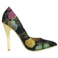 thumbnail image 3 of Not Just A Pump Shoes Women Stiletto Pumps High Heel Pointed Toe BOMBER Embroidered Floral Black Gold Heel 7, 3 of 3