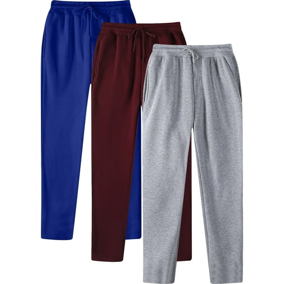 Leesechin Mens 2 Pack Fleece Active Athletic Workout Jogger Sweatpants for Men with Zipper Pocket and Drawstring