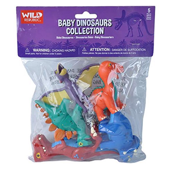 Wild Republic Baby Dino Polybag, T-Rex, Stegosaurus, Brachiosaurus, Triceratops, Pteranodo Wild Republic WILD REPUBLIC