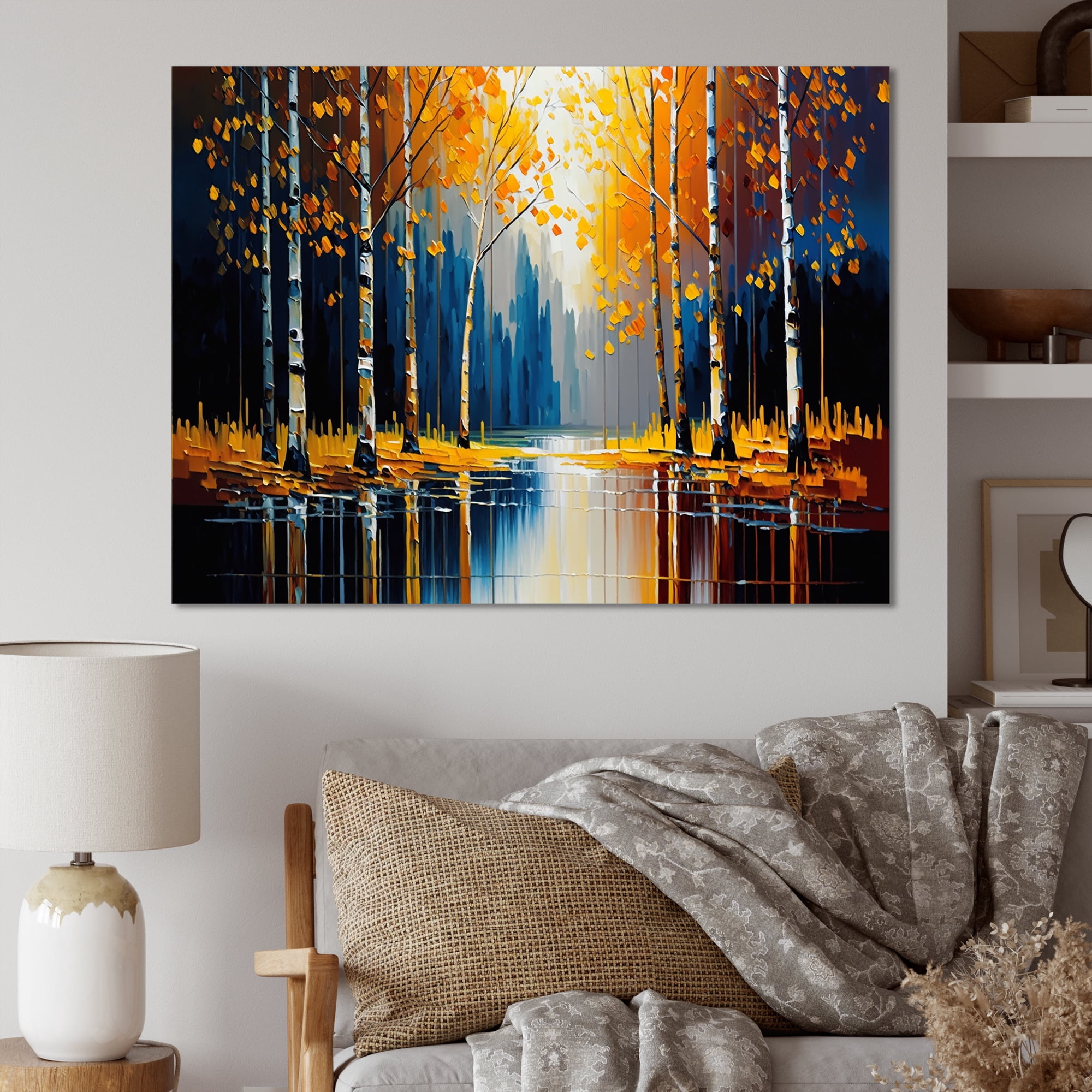Designart Path Into The Yellow Forest V Canvas Wall Art