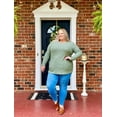 thumbnail image 4 of CASSIE LIZ Womens Plus Size Tops 2X Long Sleeve Shirts Fall Crew Neck Green Sweatshirts Fashion Knit Tee Loose Fit Tunics Winter Blouses Casual Oversized Pullovers with Pocket 2XL 18W 20W, 4 of 5