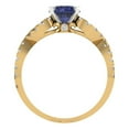 thumbnail image 4 of 1.42 ct Round Cut Simulated Blue Sapphire Solitaire with Simulated Diamond Accents 14K Yellow/White Gold Womens Engagement Ring, 4 of 5