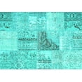 thumbnail image 1 of Ahgly Company Machine Washable Indoor Rectangle Patchwork Turquoise Blue Transitional Area Rugs, 3' x 5', 1 of 4