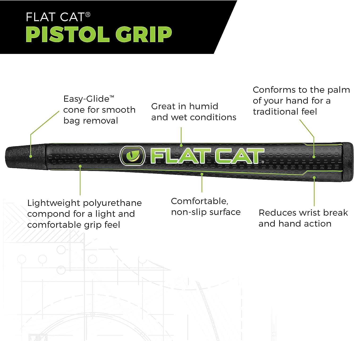 Flat Cat Pistol Golf Putter Grip – Standard Size, Lightweight, Non-Slip Design