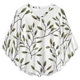 thumbnail image 4 of Green Leaves Seamless Pattern Women's V-Neck Blouse With 3/4 Ruffled Bell Sleeves Casual Top Ladies Blouses, 4 of 7