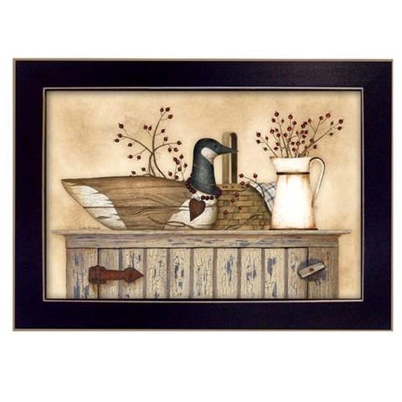 Trendy Decor4U "Duck and Berry Still Life" By Linda Spivey, Printed Wall Art, Ready To Hang Framed Poster, Black Frame - Finish:Brown/Multi-Finish:Brown/Multi