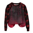 thumbnail image 4 of WTOBBY Women's Casual Raglan Sleeve Sweater Top with Halloween Print, Fashion Long Sleeve Round Neck Design for Cozy Wear, Perfect for Autumn and Casual Styles,Wine S, 4 of 4