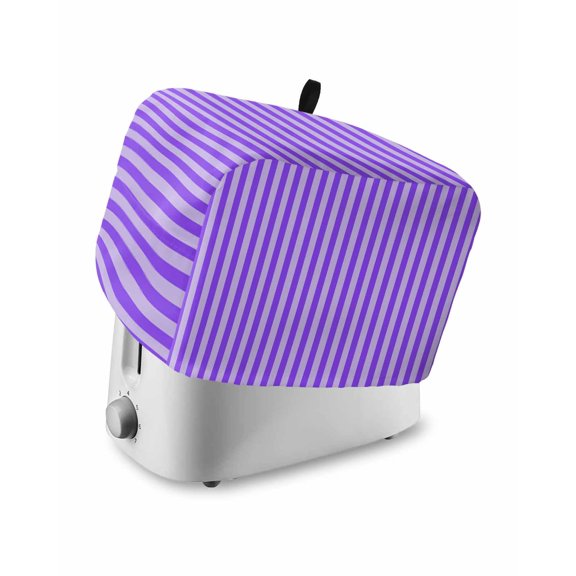 Blue Purple Small Toaster Cover 2 Slice, Kitchen Appliance Covers, Geometric Vertical Striped Solid Rainbow Toaster Oven Cover with Loop, Bread Machine Cover Polyester Dust Cover Protection