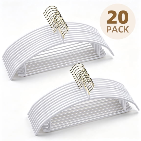 MAOFACE Clothes Hangers 20 Pack, Non Slip Coating Sweater Coat Hangers No Shoulder Bump, 17 inch Wide Thick Heavy Duty Hanger for Pants Suits Jackets Dress, White