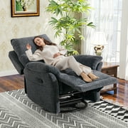 Bonzy Home Swivel Rocker Recliner Chairs for Living Room Overstuffed Breathable Manual Reclining Chair Modern Sofa Smoky Grey