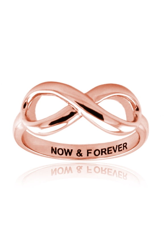 Rose Gold Plated Sterling Silver Now & Forever Classic Iconic Infinity Symbol Promise Ring