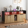 thumbnail image 3 of Uforic Litter Box Furniture with LED Light, Power Outlet for 2 Cats, Wooden Long Cat Litter Box Enclosure with Double Room, 3 of 9