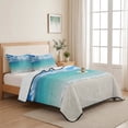 thumbnail image 5 of Full Quilt Set 78''x90'', Ocean Blue Lightweight Bedspread Coverlet Set with 2 Pillow Shams, Beach Nature Coast Sea Shore Sky Seawater Breathable All Season Quilt Bedding for Bedroom/Guest Room, 5 of 9