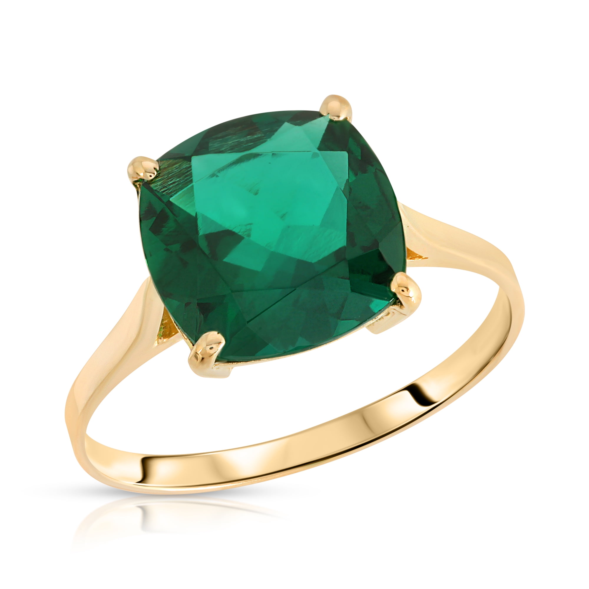 Galaxy Gold 3 Carat 14K Solid Yellow Gold Pear Cut Emerald Solitaire Ring - Genuine Gemstone Engagement/Anniversary Ring (Size 7.5) - View #11