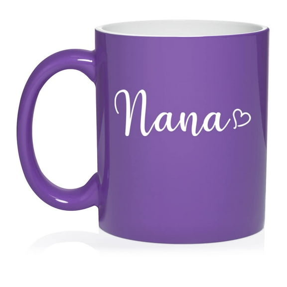 Nana With Heart Ceramic Coffee Mug Tea Cup Gift (11oz Purple)