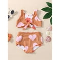 thumbnail image 5 of Musuos Infant Girlacute;s Summer Swimsuit, 6 12 18 24M Flower  Heart Print V-Neck Front Knotted Vest + High Waist Shorts, 5 of 10
