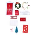 thumbnail image 7 of Dserfhy 11Pcs Doll Houses Miniature Christmas Decor Set Plastic Tree Lights Wreath Mailbox Fairy Doors DIY Scene Kit Red Themed Accessories for 1:12 Scale Models, 7 of 7