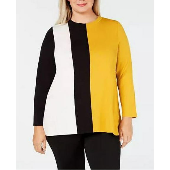 Alfani Plus Size Colorblock Sweater Black 2X