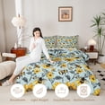 thumbnail image 3 of Erosebridal Watercolor Bug Bee King Size Comforter Sets,Rustic Florals Comforters King Size,Teal Yellow,Reversible,3pcs,1 Comforter and 2 Pillowcases, 3 of 7
