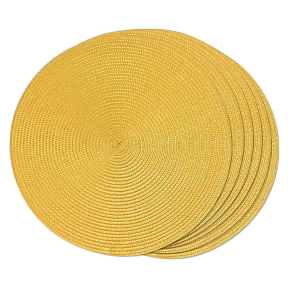 Boutique Clearance Sales Kitchen Mat Round Placemats Set of 6 Table Mats for Dining Tables Woven Washable Non Slip Place Mats 15 Inch Yellow