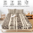 thumbnail image 5 of Twin Sze Fitted Sheet Set - Vintage Boho 2 Piece Bedding Sets 16" Deep Pocket Fitted Sheet with 1 Pillowcase, Abstract Retro Geometric Striped Beige Brushed Microfiber Hotel Luxury Bed Sheets, 5 of 9
