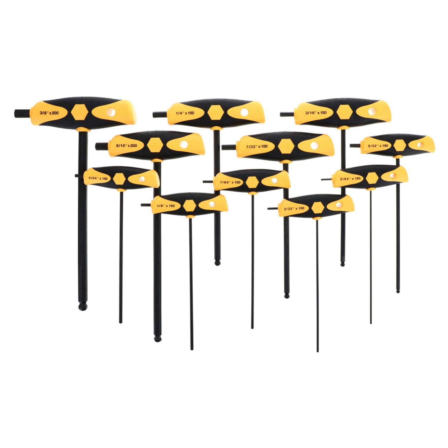 Wiha Soft Grip Dual Drive Ball End Inch Hex T-Handle 11 Pc. Set